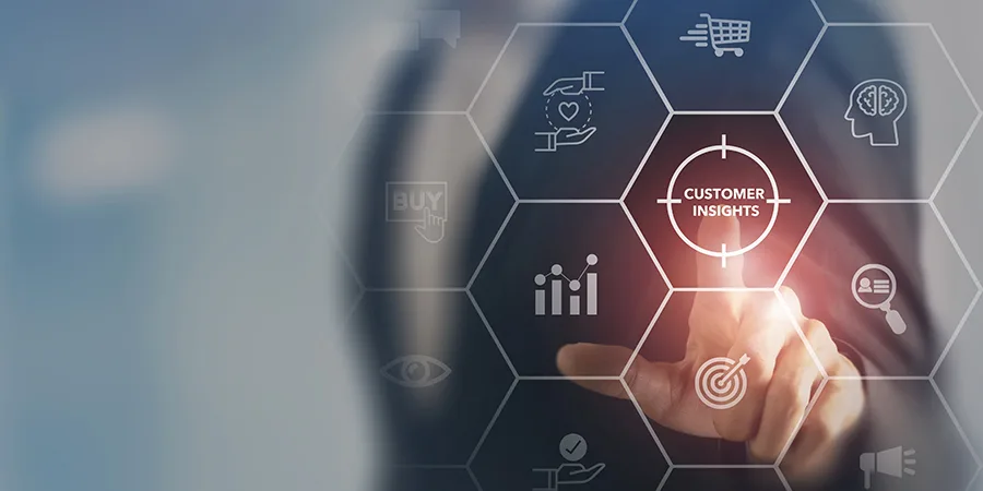 Customer insight marketing concept. Deep understanding of customers, their behaviors, preferences and needs. Using customer insight to build strong customer relationship and increase customer loyalty