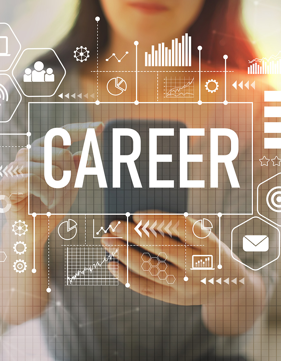 Career with woman using a smartphone