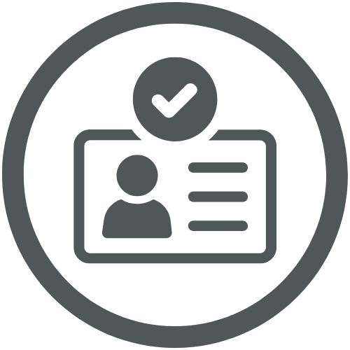 Icon representing ID verification and approval, symbolizing built-in age verification features in a liquor store POS system.