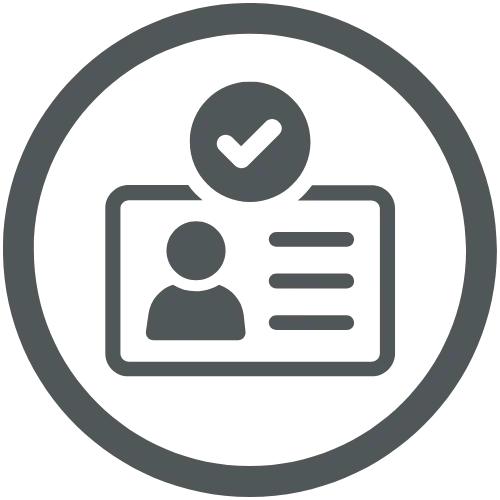 Icon representing ID verification and approval, symbolizing built-in age verification features in a liquor store POS system.